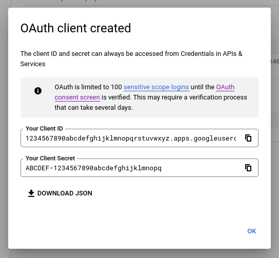 OAuth Client Created