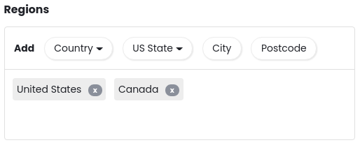 Shipping Regions