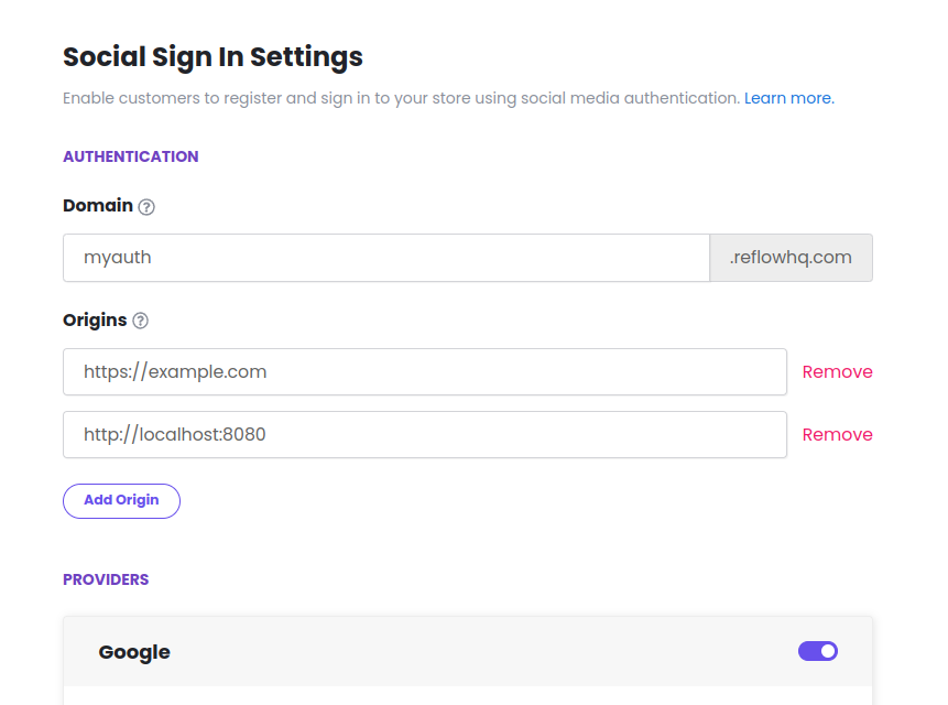 Sign In Settings