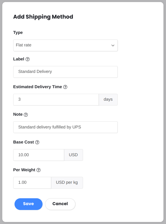 Flat Rate Shipping Method