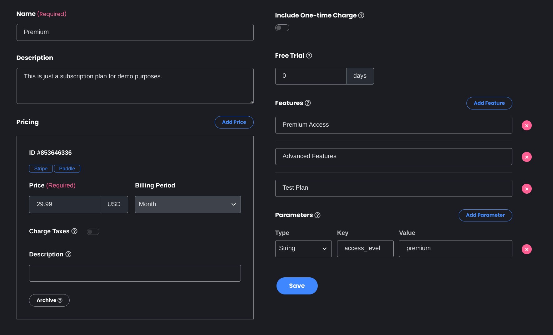 Subscription Plan Setup